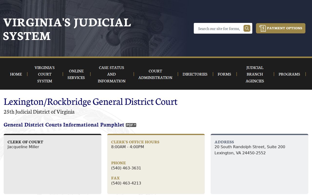 Rockbridge County criminal case General District Court schedule