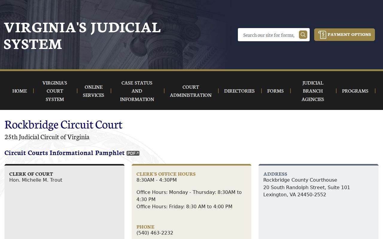 Rockbridge County criminal court cases Circuit Court clerk page